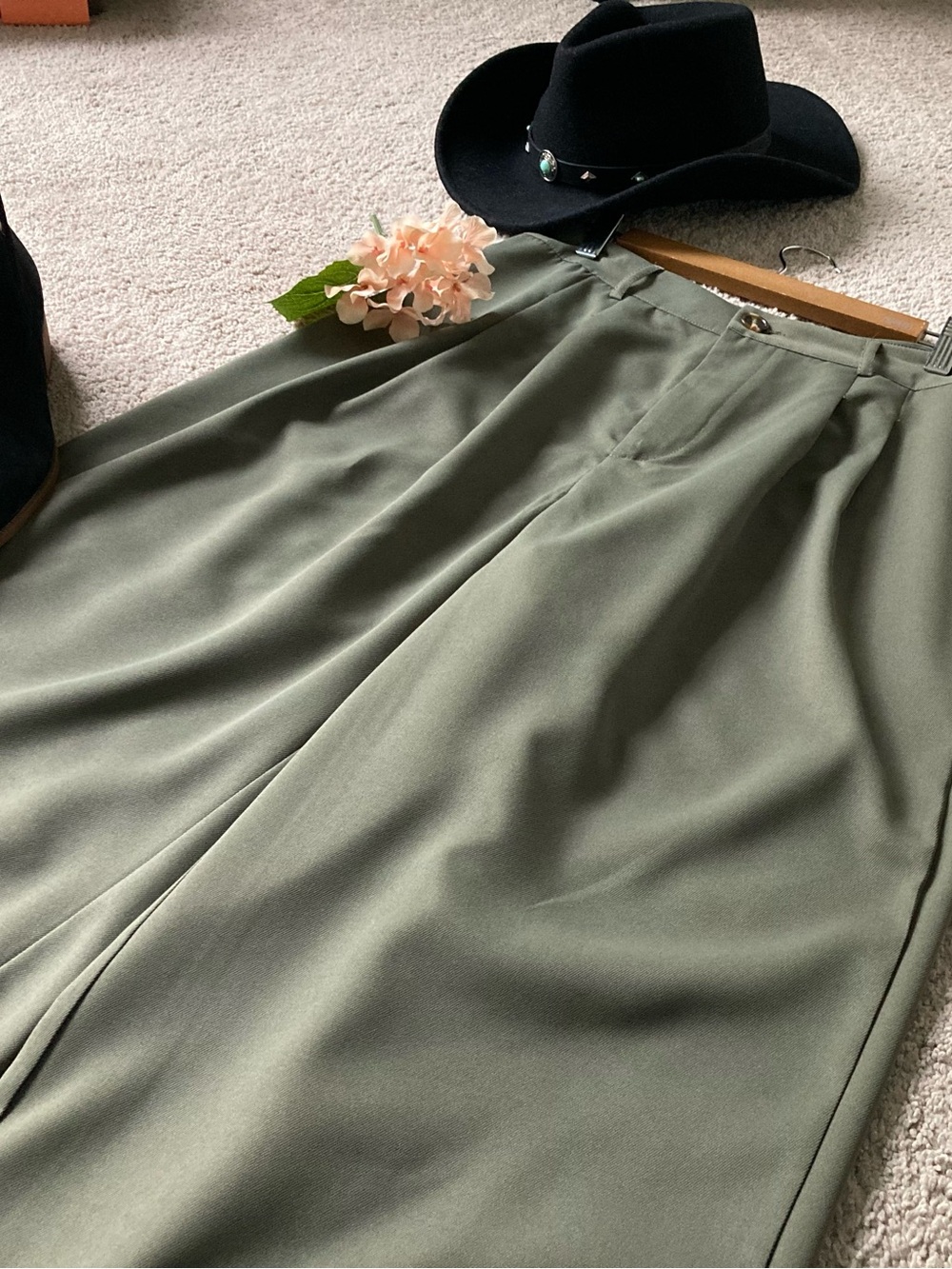 SHEIN Olive Green Wide Leg Pants